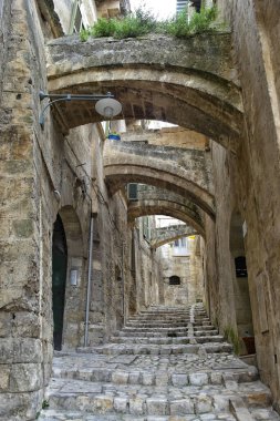 Matera, Basilicata 'da kemerli merdiven - İtalya