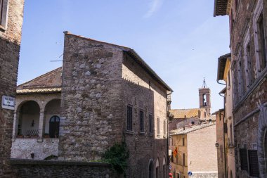 Val d 'Orcia' daki Montepulciano. Haziran 2017 Montepulciano, Toskana - İtalya