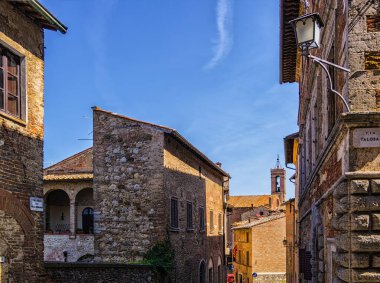 Val d 'Orcia' daki Montepulciano. Haziran 2017 Montepulciano, Toskana - İtalya