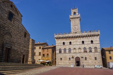 Val d 'Orcia' daki Montepulciano. Haziran 2017 Montepulciano, Toskana - İtalya