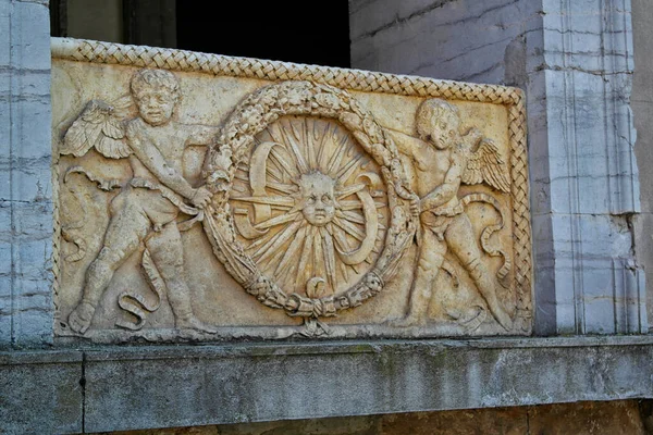 Details Bas Relief Sebastian Church Located Mantua Lombadia Italy — Stockfoto