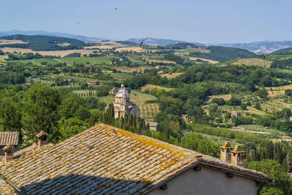 Aerial View Montepulciano Val Orcia June 2017 Montepulciano Tuscany Italy — Stock Photo, Image