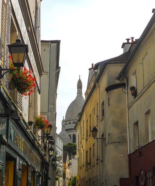 Die Pariser Gasse Führt Zur Herz Jesu Basilika Montmartre August — Stockfoto