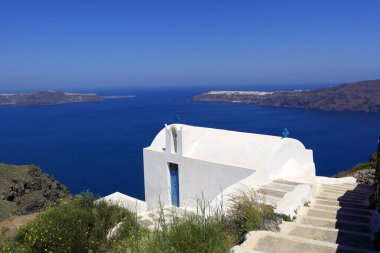 Santorini adasının manzarası