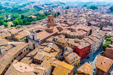 Siena, Tuscany 'deki Mangia Kulesi' nden görüntü