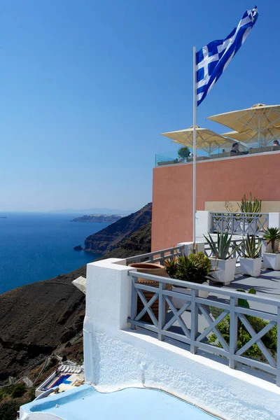 White Violet Houses Greek Island Mediterranean Sea Greece — Stock Photo, Image