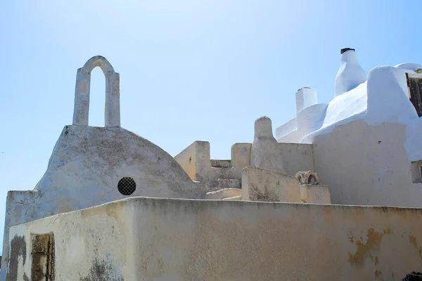 Velha Casa Branca Ilha Grega Santorini — Fotografia de Stock