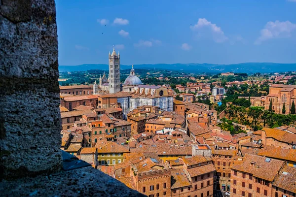 Siena Tuscany Deki Mangia Kulesi Nden Görüntü — Stok fotoğraf