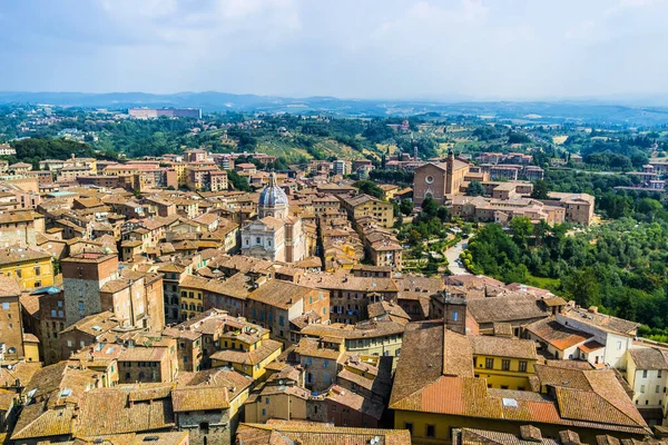 Siena Tuscany Deki Mangia Kulesi Nden Görüntü — Stok fotoğraf