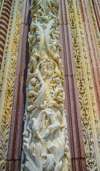 Details Exterior Facade Duomo Siena Tuscany Italy — Stock Photo, Image