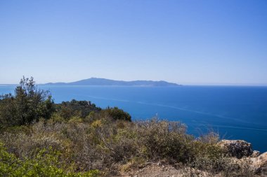 Talamone, Tuscany, İtalya plajı manzarası