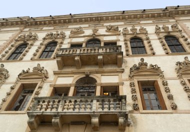 Piazzola sul Brenta 'daki Villa Contarini' deki görkemli evin detayları. 6 Kasım 2016 Piazzola Konsolosu Brenta - Padova, İtalya