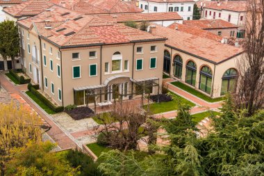 Padua vilayetindeki Cittadella 'nın duvarlarından görüntüler. 11 Şubat 2018 Cittadella, Veneto - İtalya
