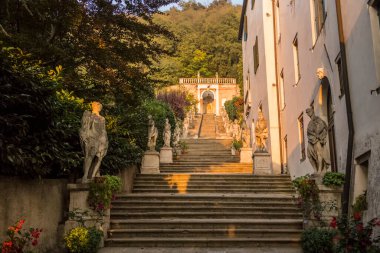 Monselice, Padua 'daki Villa Nani Mocenigo Merdivenleri. 15 Ekim 2017 Monselice, Veneto - İtalya