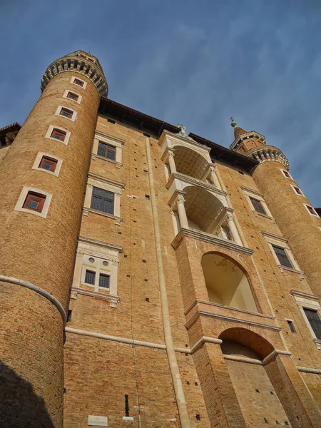 Kilátás Ducal Palace Urbino Pesaro Umbria Olaszország — Stock Fotó