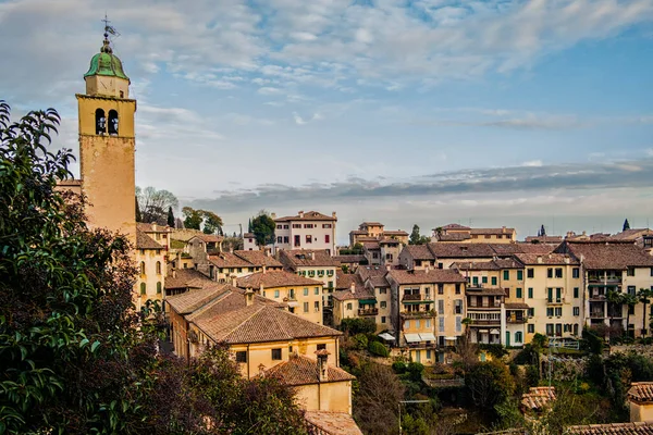 Kilátás Ősi Házak Falu Asolo Tartományban Treviso Veneto Olaszország — Stock Fotó