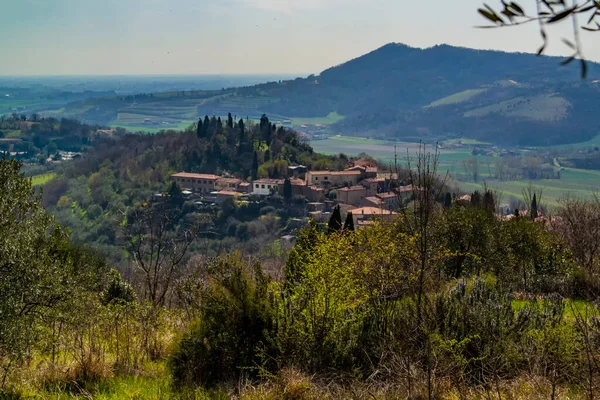 Blick Auf Das Dorf Arqua Petrarca Zwischen Den Euganeischen Hügeln — Stockfoto
