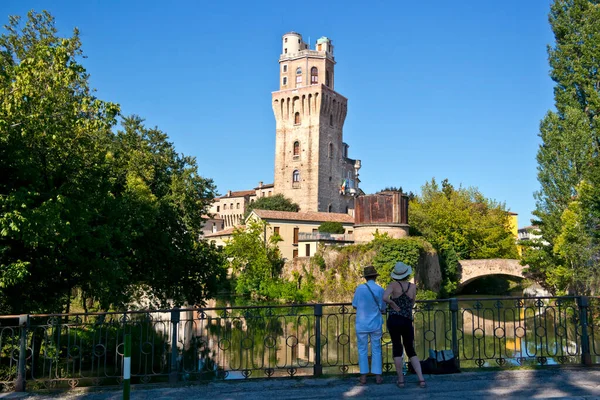 Vista Sobre Torre Specola Com Turistas Pádua Veneto Itália — Fotografia de Stock