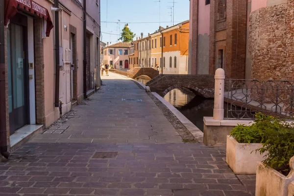 Vista Canal Comacchio Agosto 2017 Comacchio Emilia Romagna Itália — Fotografia de Stock