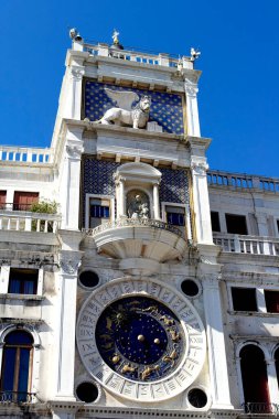 Venedik saat kulesinin görüntüsü. 11 Ocak 2018 Venedik, Venedik - İtalya