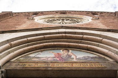 Kabartmalı bir duvarın ayrıntıları. Venedik, Venedik - İtalya