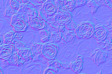 Normal haritada güllerle dolu bir arka plan. 3d illüstrasyon