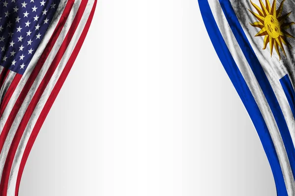 Flaggor Från Amerikas Förenta Stater Och Uruguay Med Teatereffekt Illustration — Stockfoto