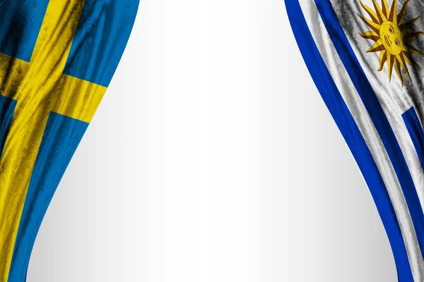 Bandeiras Suécia Uruguai Com Efeito Teatral Ilustração — Fotografia de Stock