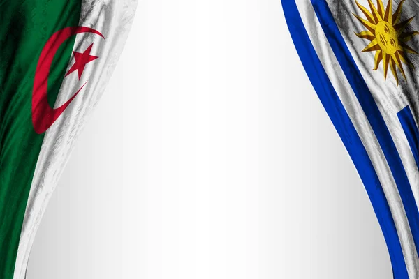 Algeriets Och Uruguays Flaggor Med Teatereffekt Illustration — Stockfoto