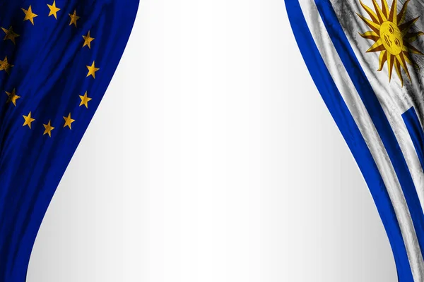 Flags European Union Uruguay Theater Effect Illustration — 스톡 사진