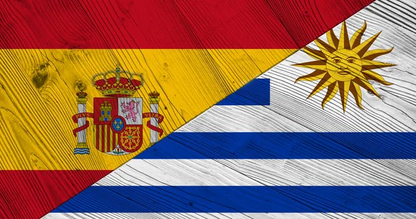 Zászló Spanyolország Uruguay Deszkák — Stock Fotó