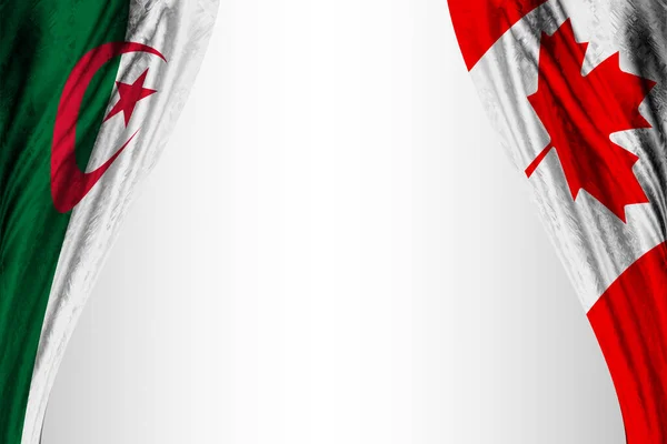 Flaggen Algeriens Und Kanadas Mit Theatereffekt Illustration — Stockfoto