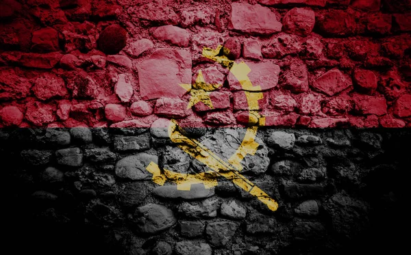 Flag Angola Stone Wall — 图库照片