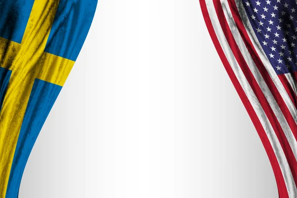 Banderas Suecia Los Estados Unidos América Con Efecto Teatro Ilustración —  Fotos de Stock
