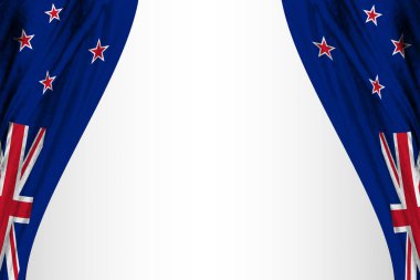 Tiyatro efektli Yeni Zelanda bayrağı. 3B illüstrasyon