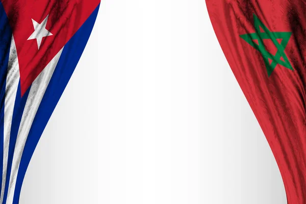 Kubas Och Marockos Flaggor Med Teatereffekt Illustration — Stockfoto