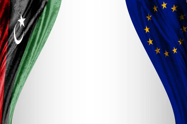 Прапори Лівії Європи Ефектом Театру Ілюстрація — стокове фото