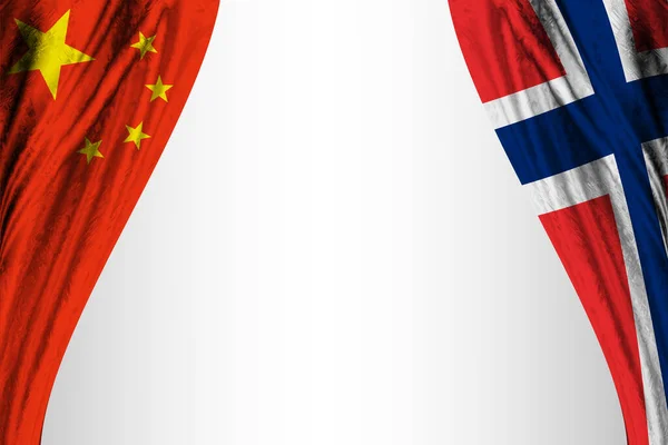 Banderas China Noruega Con Efecto Teatro Ilustración —  Fotos de Stock