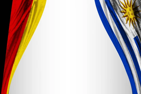 ドイツとウルグアイは演劇効果で旗を翻す 3Dイラスト — ストック写真