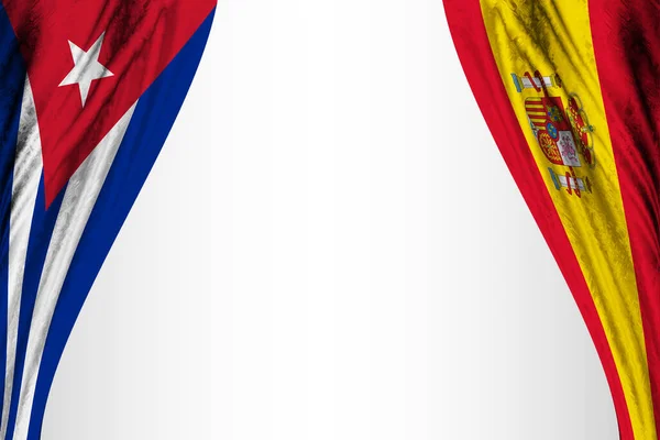 具有戏剧效果的古巴和西班牙国旗 3D插图 — 图库照片