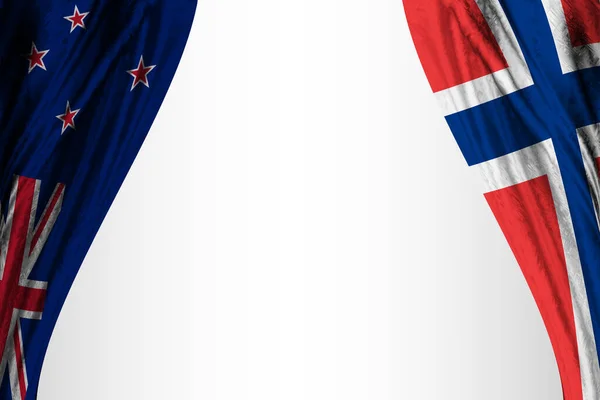 Nya Zeelands Och Norges Flaggor Med Teatereffekt Illustration — Stockfoto