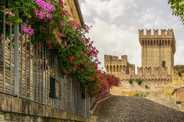 Vista Sobre Castelo Offagna Marche Itália — Fotografia de Stock