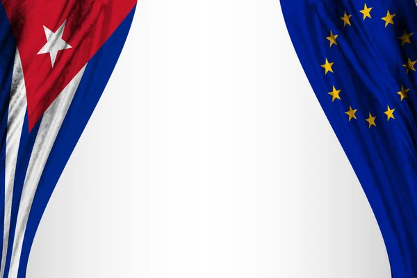 Kubas Och Europas Flaggor Med Teatereffekt Illustration — Stockfoto