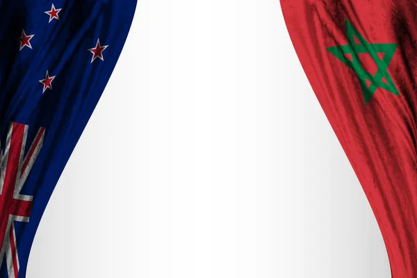 Nya Zeeland Och Marocko Flaggar Med Teatereffekt Illustration — Stockfoto