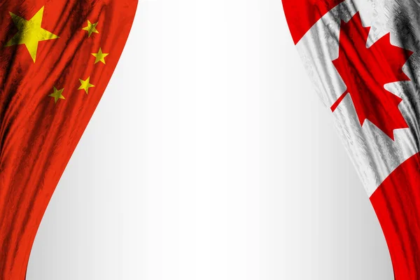 Banderas China Canadá Con Efecto Teatro Ilustración —  Fotos de Stock