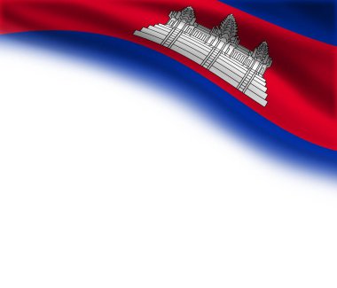 Sağ üst köşede Kamboçya bayrağı olan beyaz arkaplan