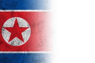 Balık ağında Kuzey Kore bayrağı olan beyaz arkaplan