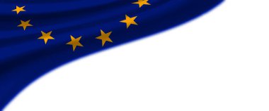 Sol üst köşede Avrupa bayrağı olan beyaz arkaplan