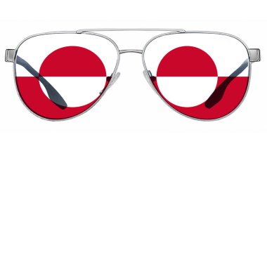 Grönland bayraklı güneş gözlüklü beyaz arkaplan