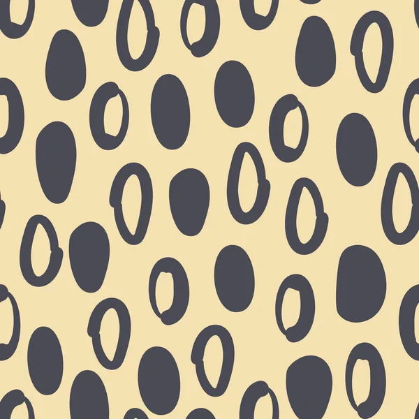 シームレスなドアパターン ベージュ地に黒の手描き楕円形 北欧風の居心地の良い飾り ポスター 包装紙 織物のための幾何学的な形状を持つベクトルドアのイラスト — ストックベクタ